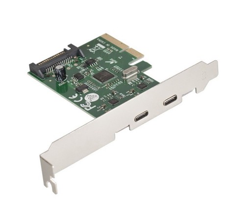 Exegate EX283715RUS Контроллер EXE-313 PCI-Ex4, 2*USB3.1 Type-C ext, разъем доп.питания (OEM)