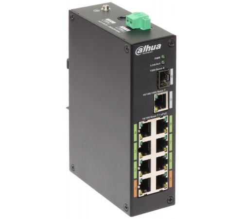 Коммутатор Dahua DH-LR2110-8ET-120 1x100Mb 8G 1SFP 6PoE+ 120W неуправляемый