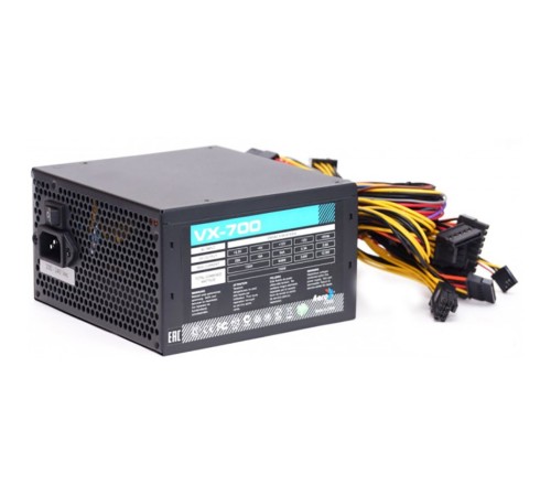 Блок питания Aerocool 700W Retail VX PLUS 700 ATX v2.3 Haswell, fan 12cm, 500mm cable, power cord, 20+4P, 4+4P, PCIe 6+2P x2, PATA x3, SATA x6, FDD (VX PLUS 700)