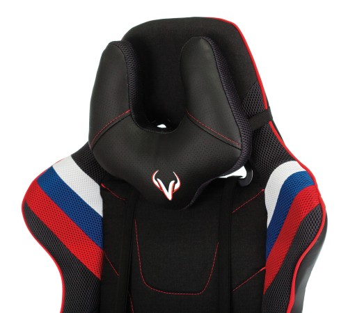 Кресло игровое Бюрократ VIKING 4 AERO белый/синий/красный искусст.кожа/ткань с подголов. крестовина пластик