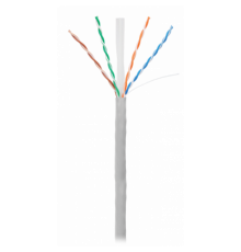 Кабель NETLAN U/UTP 4 пары, Кат.6 (Класс E), 250МГц, одножильный, BC (чистая медь), внутренний, PVC нг(B), серый, 305м