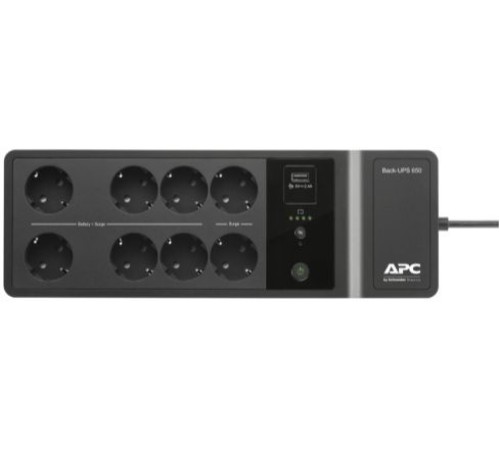 ИБП APC Back-UPS 650ВА, 400ватт, 230В, 6 розеток с батарейной защитой и 2 с сетевой фильтрацией, порт для зарядки USB Type-C and A, черный APC by Schneider Electric APC Back-UPS 650VA (BE650G2-RS) ИБП APC Back-UPS 650ВА, 400ватт, 230В, 6 розеток с батарейной защитой и 2 с сетевой фильтрацией, порт для зарядки USB Type-C and A, черный APC by Schneider Electric APC Back-UPS 650VA (BE650G2-RS)