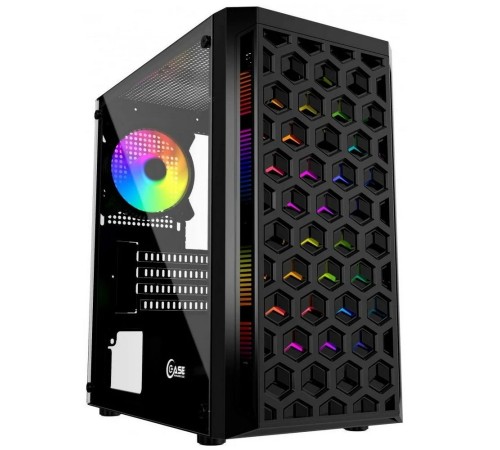 Powercase CMIMTB-L3 Корпус Mistral Micro T3B, Tempered Glass, Mesh, 2x 140mm + 1х 120mm 5-color fan, чёрный, mATX  (CMIMTB-L3)