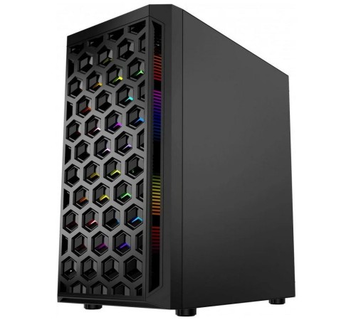 Powercase CMIMTB-L3 Корпус Mistral Micro T3B, Tempered Glass, Mesh, 2x 140mm + 1х 120mm 5-color fan, чёрный, mATX  (CMIMTB-L3)