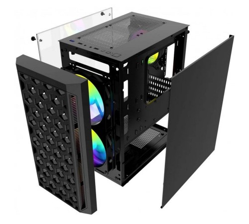 Powercase CMIMTB-L3 Корпус Mistral Micro T3B, Tempered Glass, Mesh, 2x 140mm + 1х 120mm 5-color fan, чёрный, mATX  (CMIMTB-L3)