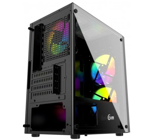 Powercase CMIMTB-L3 Корпус Mistral Micro T3B, Tempered Glass, Mesh, 2x 140mm + 1х 120mm 5-color fan, чёрный, mATX  (CMIMTB-L3)