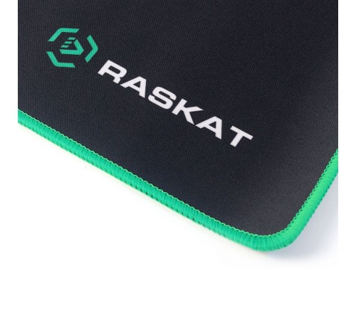 Коврик для мышки Raskat XP18 (ACD-XP18-RRB) Коврик для мышки Raskat XP18 черный с зеленым, тканевый, 400х450х3мм, нейлон + резина, обшитый, RTL