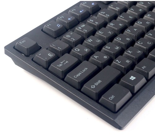 Комплект проводной Raskat KB2510 [ACD-KB2510-RBB] Клавиатура KB251 черная, 104 клавиши, защита от влаги, USB кабель 1.3 м, Мышь KM803 черная, оптическая, 1200dpi, 3 кнопки, USB кабель 1.3м, brown box {20} (783333)