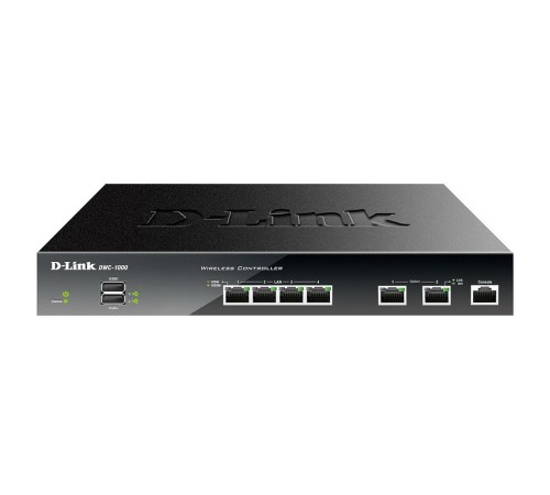 Коммутатор D-Link DWC-1000/C1A, PROJ WLAN Controller with  2x 10/100/1000Base-T Option ports, 4x 10/100/1000Base-T LAN ports, manage up to 12/66 Unified APs.2x 10/100/1000 BASE-T Gigabit Ethernet Option Ports, (DWC-1000/C1A)