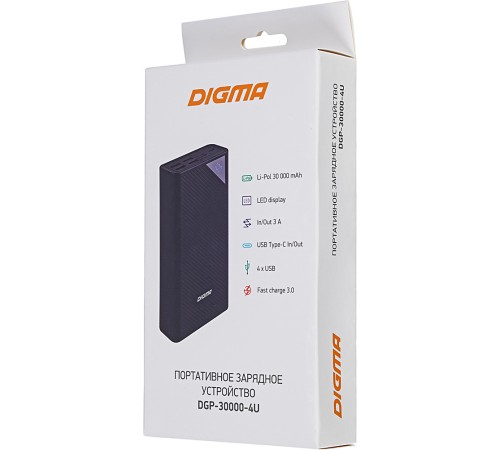 Мобильный аккумулятор Digma Power Delivery DGP-30000-4U 30000mAh 3A QC PD 22.5W 4xUSB черный (DGP-30000-4U-B) Мобильный аккумулятор Digma Power Delivery DGP-30000-4U 30000mAh 3A QC PD 22.5W 4xUSB черный (DGP-30000-4U-B)
