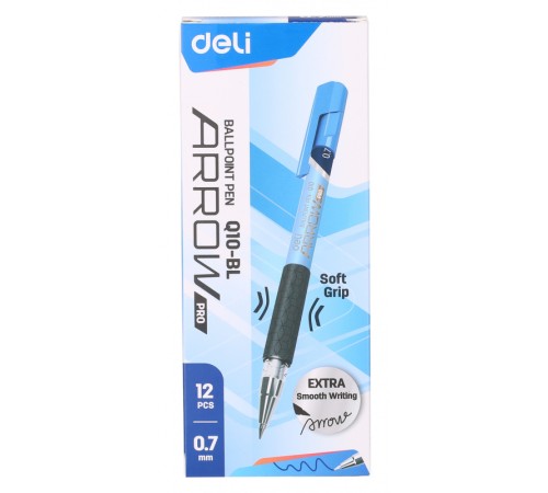 Ручка шариковая Deli EQ10-BL Arrow 0.7мм резин. манжета синий металлик/синий синие чернила