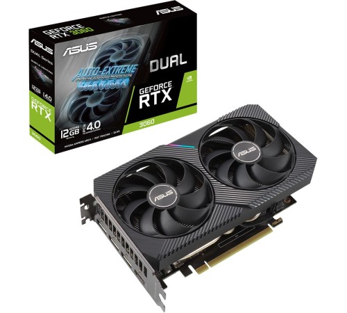 Видеокарта Asus PCI-E 4.0 DUAL-RTX3060-O12G-V2 LHR NVIDIA GeForce RTX 3060 12288Mb 192 GDDR6 1837/15000/HDMIx1/DPx3/HDCP Ret Видеокарта Asus PCI-E 4.0 DUAL-RTX3060-O12G-V2 LHR NVIDIA GeForce RTX 3060 12288Mb 192 GDDR6 1837/15000/HDMIx1/DPx3/HDCP Ret