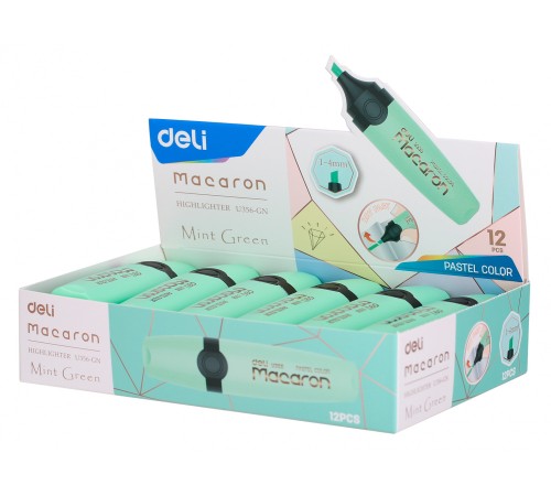 Текстовыделитель Deli EU356-GN Macaron скошенный пиш. наконечник 1-5мм мятный Текстовыделитель Deli EU356-GN Macaron скошенный пиш. наконечник 1-5мм мятный