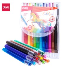 Восковые мелки Deli EC20403 Colorun с поворотным механизмом 12цв. блист.европод.