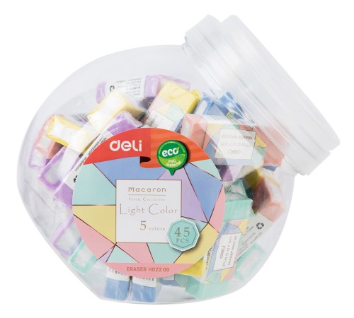 Ластик Deli EH02200 Macaron 50x20x11мм ассорти пласт.туб.