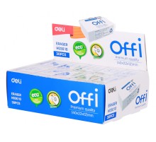 Ластик Deli EH03010 Offi 40x22x12мм ПВХ белый индивидуальная картонная упаковка