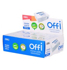 Ластик Deli EH03010 Offi 40x22x12мм ПВХ белый индивидуальная картонная упаковка