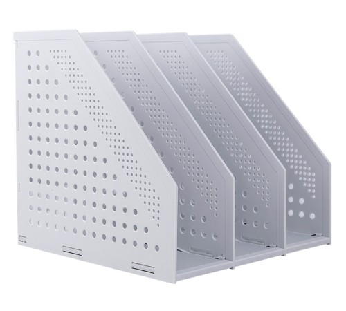 Лоток вертикальный Deli 78995LT-GREY 3отд. складной для бумаг 250х256х243мм серый пластик