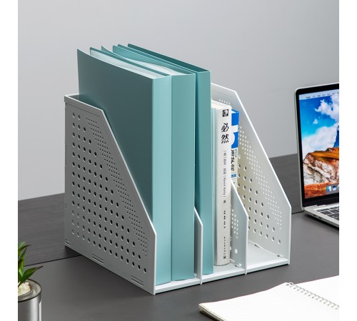 Лоток вертикальный Deli 78995LT-GREY 3отд. складной для бумаг 250х256х243мм серый пластик