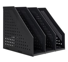 Лоток вертикальный Deli 78995DK-GREY 3отд. складной для бумаг 250х256х243мм темно-серый пластик