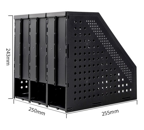 Лоток вертикальный Deli 78995DK-GREY 3отд. складной для бумаг 250х256х243мм темно-серый пластик Лоток вертикальный Deli 78995DK-GREY 3отд. складной для бумаг 250х256х243мм темно-серый пластик