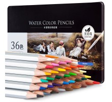 Карандаши цветные акварельные Deli 6522 Nuevo липа 36цв. сереб. корпус мет.кор.