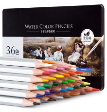 Карандаши цветные акварельные Deli 6522 Nuevo липа 36цв. сереб. корпус мет.кор.