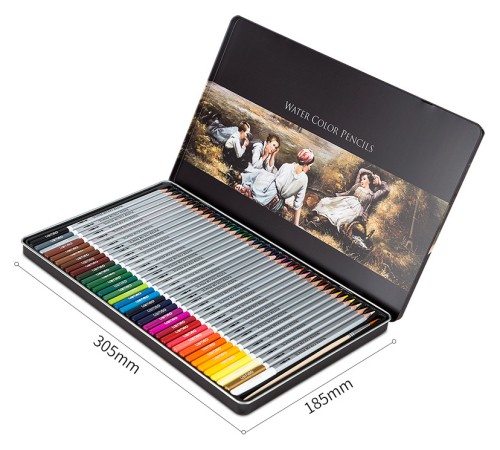 Карандаши цветные акварельные Deli 6522 Nuevo липа 36цв. сереб. корпус мет.кор.