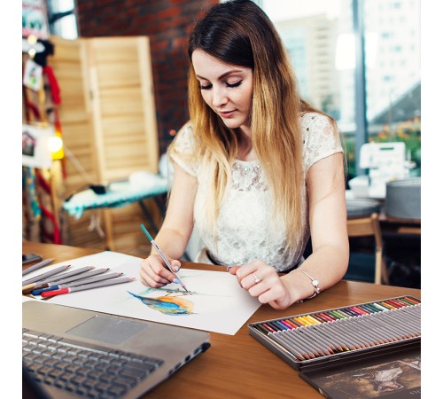 Карандаши цветные акварельные Deli 6522 Nuevo липа 36цв. сереб. корпус мет.кор.