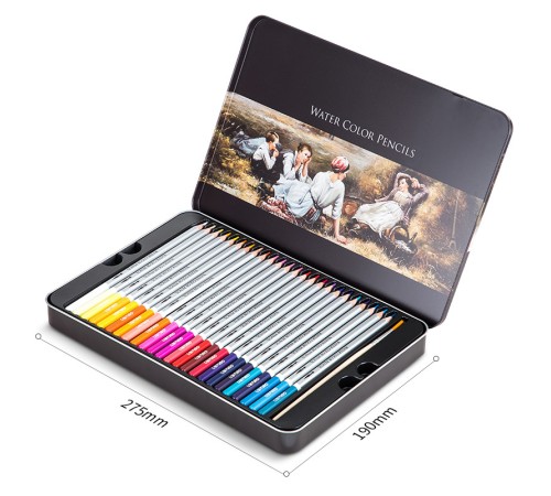 Карандаши цветные акварельные Deli 6523 Nuevo липа 48цв. сереб. корпус мет.кор.