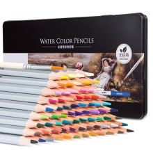 Карандаши цветные акварельные Deli 6524 Nuevo липа 72цв. сереб. корпус мет.кор.