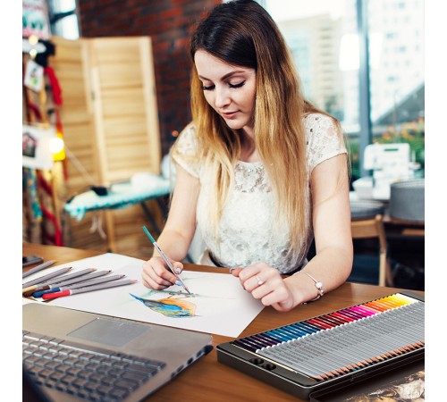 Карандаши цветные акварельные Deli 6524 Nuevo липа 72цв. сереб. корпус мет.кор.