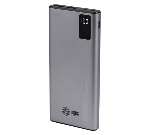 Мобильный аккумулятор Cactus CS-PBFSLT-10000 10000mAh 3A 2xUSB серый