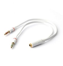 Кабель Cablexpert Кабель аудио Cablexpert CCAB-02-35F2M-0.2MB. 3.5 джек 4pin(F)/2х 3.5 джек(M) наушники и микрофон, 0.2м, белый, блистер RTL {200}