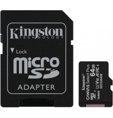 Флеш карта microSDXC 64Gb Class10 Kingston SDCS2/64GB CanvSelect Plus + adapter