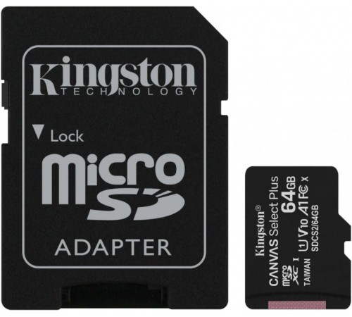 Флеш карта microSDXC 64Gb Class10 Kingston SDCS2/64GB CanvSelect Plus + adapter