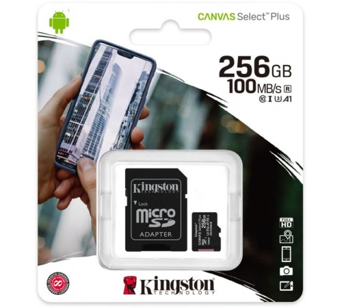 Флеш карта microSDXC 256Gb Kingston SDCS2/256GB Canvas Select Plus + adapter