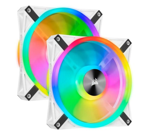 iCUE QL140 RGB [CO-9050106-WW] 140mm PWM White Fan — Dual Fan Kit with Lighting Node CORE {10}