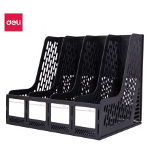 Лоток вертикальный Deli E9846BLACK для бумаг 326х275х257мм черный пластик