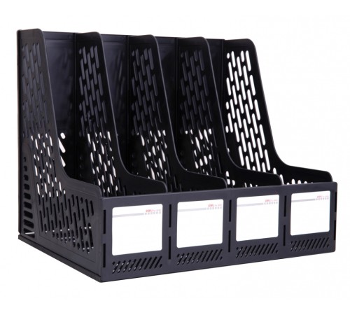 Лоток вертикальный Deli E9846BLACK для бумаг 326х275х257мм черный пластик