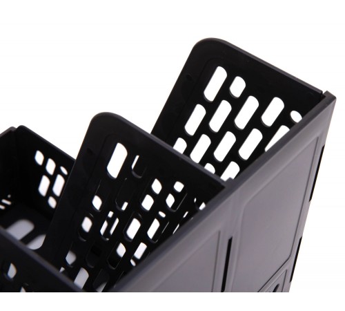 Лоток вертикальный Deli E9846BLACK для бумаг 326х275х257мм черный пластик
