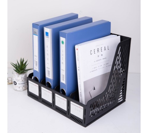 Лоток вертикальный Deli E9846BLACK для бумаг 326х275х257мм черный пластик