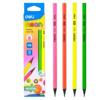 Карандаш чернографит. Deli EU54700-1 HB трехгран. пластик ластик корпус ассорти коробка (1шт)