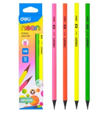 Карандаш чернографит. Deli EU54700-1 HB трехгран. пластик ластик корпус ассорти коробка (1шт)