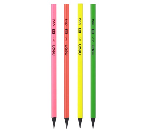 Карандаш чернографит. Deli EU54700-1 HB трехгран. пластик ластик корпус ассорти коробка (1шт)