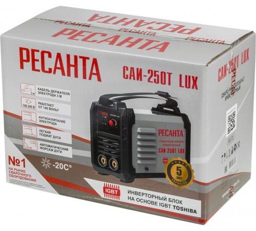 Сварочный аппарат Ресанта САИ-250Т LUX инвертор ММА DC 9.5кВт