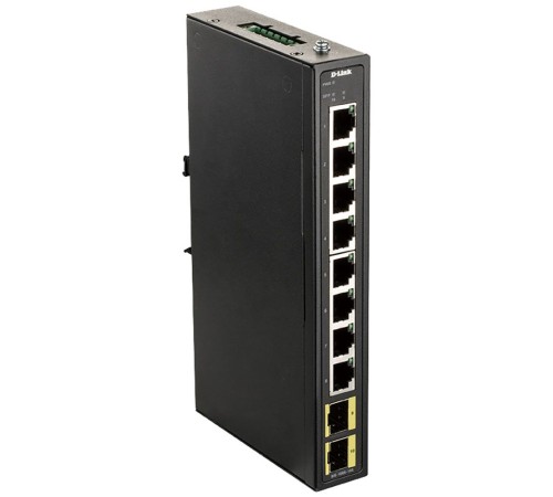 DIS-100G-10S/A2A Промышленный неуправляемый коммутатор с 8 портами 10/100/1000Base-T и 2 портами 1000Base-X SFP, (461491)