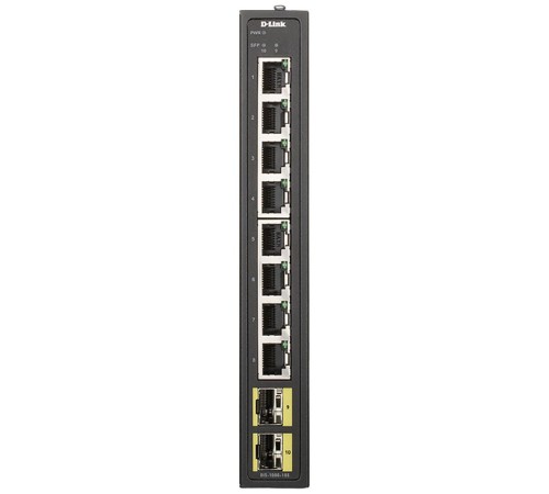 DIS-100G-10S/A2A Промышленный неуправляемый коммутатор с 8 портами 10/100/1000Base-T и 2 портами 1000Base-X SFP, (461491)