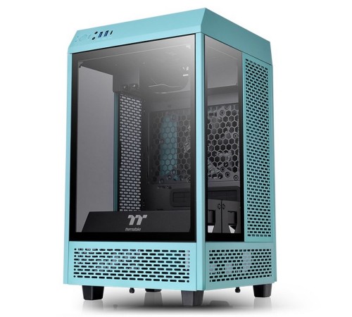 Корпус Thermaltake The Tower 100 Turquoise черный без БП miniITX 1x120mm 3x140mm 2xUSB3.0 audio bott PSU