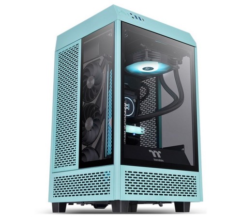 Корпус Thermaltake The Tower 100 Turquoise черный без БП miniITX 1x120mm 3x140mm 2xUSB3.0 audio bott PSU
